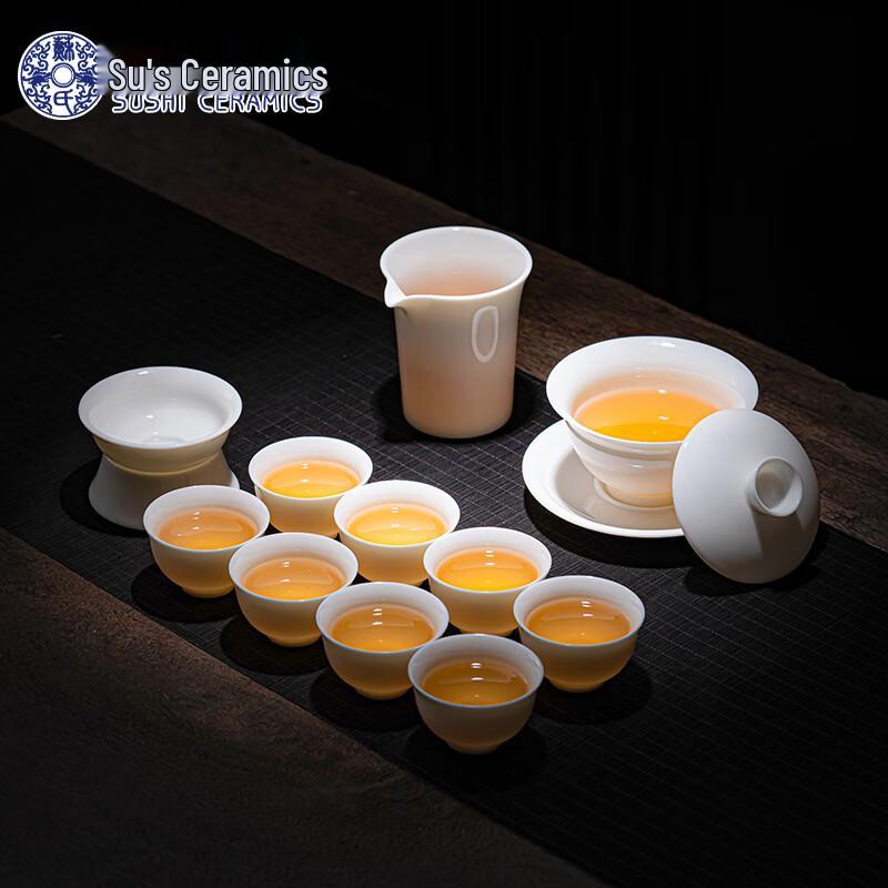 

SUSHI CERAMICS Mutton Fat Jade White Porcelain Kung Fu Tea Set
