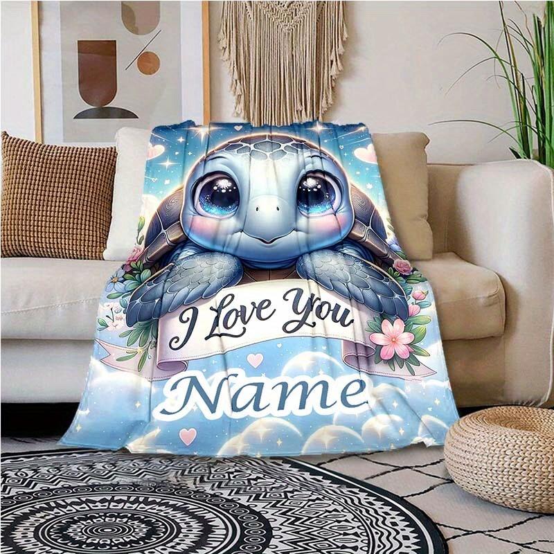 Blue Turtle Customize Your Name Blanket Warm Comfortable And Soft Blankets Are Suitable For Home Chairs Office Sofas Sofas Office Camping And Gifts