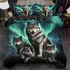 Wolf Bedding Set Animal Duvet Cover Set Aurora Comforter Cover Bedroom Decor Guest Room 2/3pcs 2D Valentine's Day Flat Printing