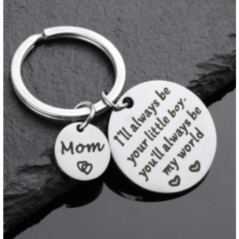 Jag kommer alltid att vara din lille pojke Nyckelring i rostfritt stål Varm familjedesign Modehänge Praktisk Mors dagspresent