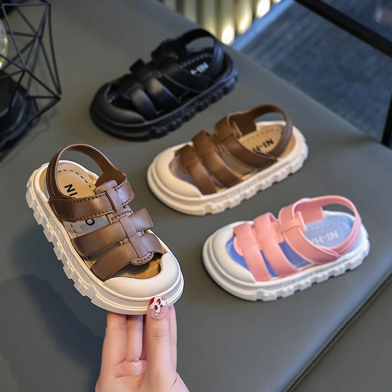 

Children s sandals men s summer slippers-year-old soft-soled non-slip children s sports leather beach sandals baby toddler shoes 25 (inner length 15.5 cm) чорний