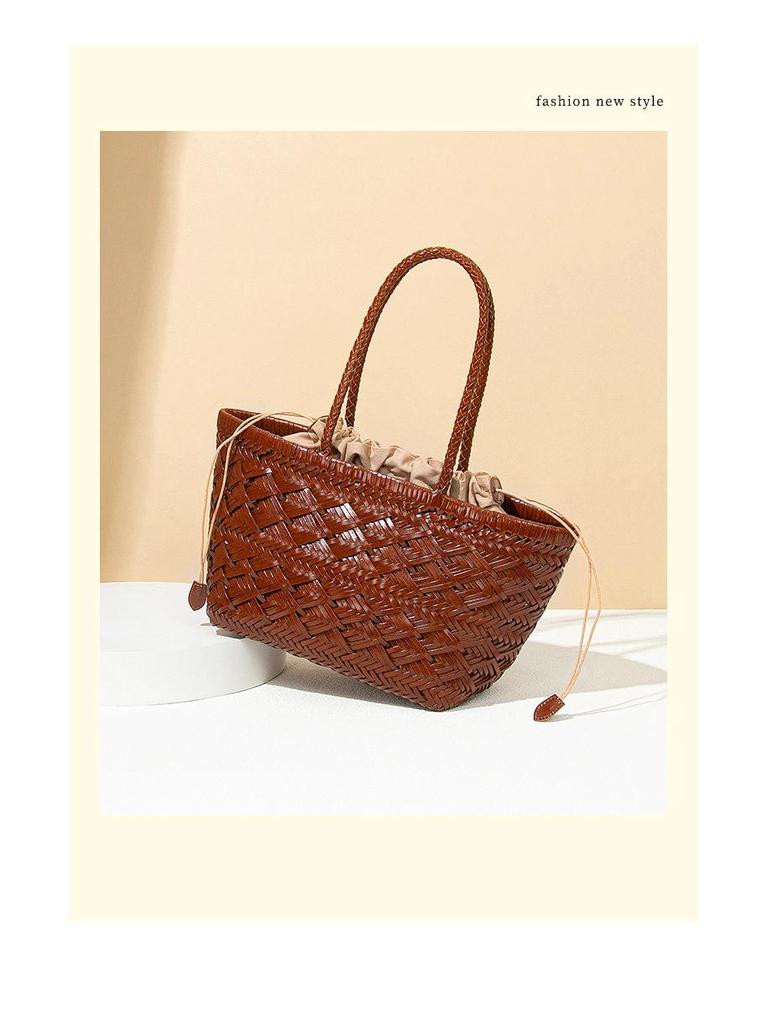 French High-End Woven Basket Handbag
