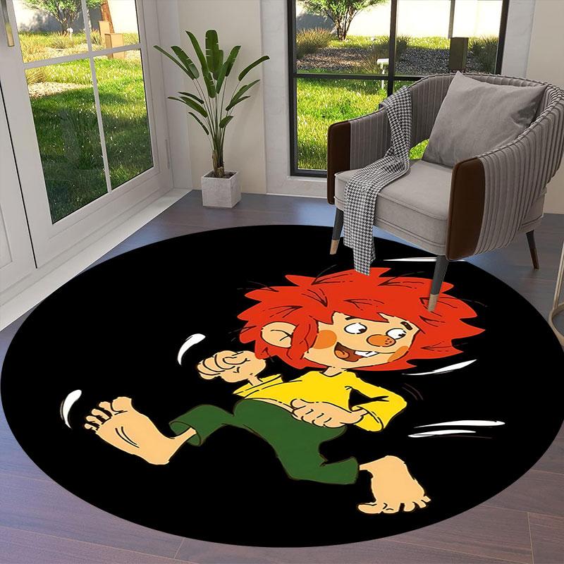 Meister Eder Und Sein Pumuckl Round Area Rug,Carpet Rug for Living Room Bedroom Sofa Playroom Decor,Non-slip Floor Mat