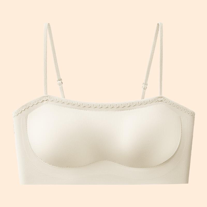One-piece fixed cup, liquid foundation tube top, anti-light gathering, comfortable and breathable, cool feeling, thin shoulders, beautiful back