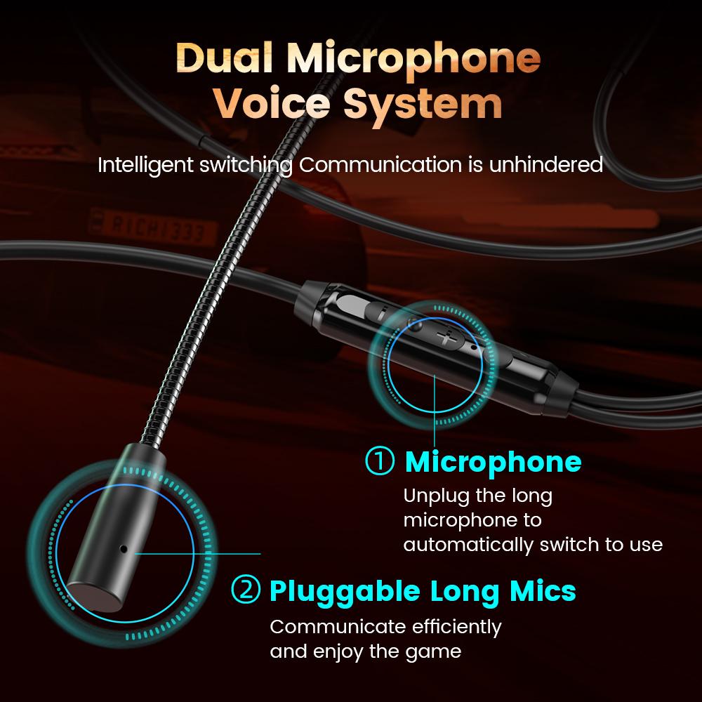 Type C/3.5mm Wired Earphones HiFi Stereo In Ear Headphones HD Noise Canceling Dual Microphone Earphones Sport Gaming Headsets