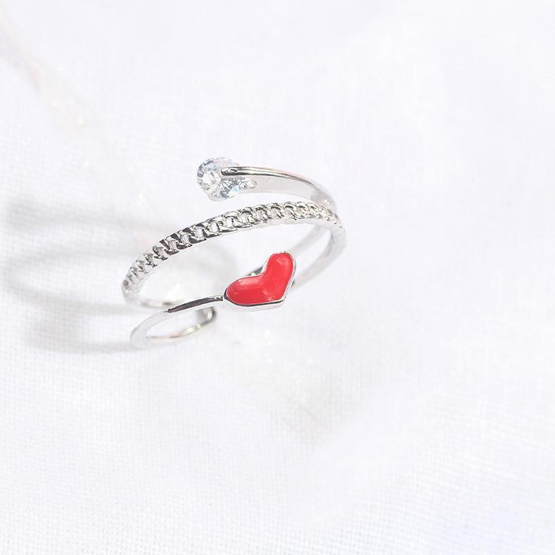 European & American Style Goddess Heart Ring: Exaggerated, Trendy, Non-Fading Diamond-Paved Design for Women