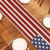 4th of July American Flag Linen Table Runner Dresser Scarve Decor Red White Blue Kitchen Dining Table Runner Holiday Party Decor