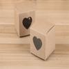 50pcs Square Kraft  Paper  Box Transparent Heart-shaped Window Romantic European Style Sturdy Abrasion Resistant Candy Packaging Box