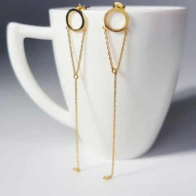 Women's 925 Silver Circle Link Chain Drop Earrings