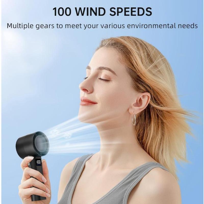 3000mAh Portable Handheld Fan Strong Winds Turbo Fan Rechargeable Digital Display Mini Cooling Fan 157 * 59mm