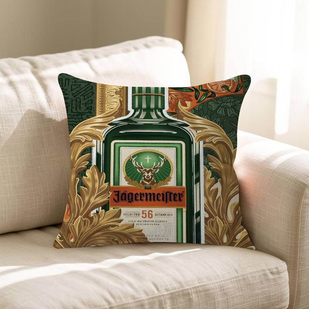 JJagermeister Logo Maple Design Cushion Cover Happy Autumn Harvest Decor Holiday Decorati Pillow Cover
