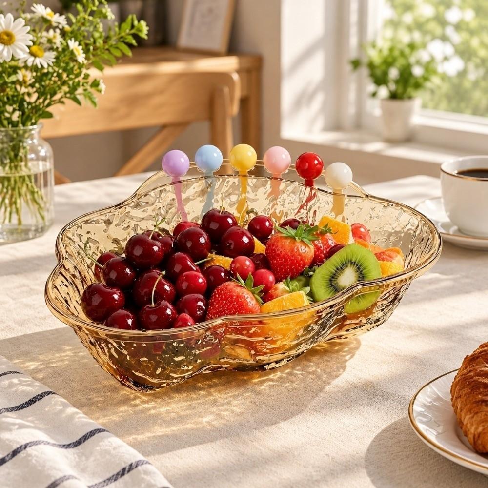 Plastic Fruitschaal met Vork Grote Capaciteit Fruit Serveerschaal Herbruikbaar Snackbord Theetafel