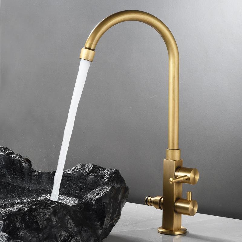 Antique single cold water Kitchen faucet European outdoor mop pool balcony faucet outdoor pool garden Black faucet