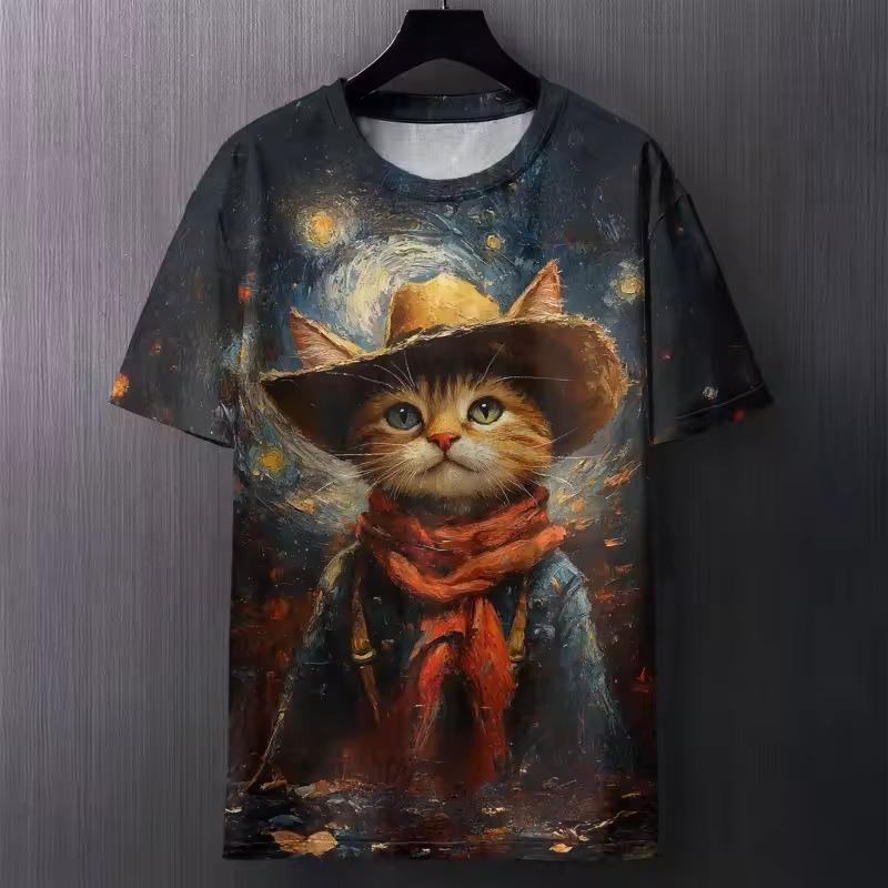 Funny Cat Creative T-Shirts Animal 3D Print Men's Women O-Neck Short Sleeve T Shirt Oversized Tees Harajuku Top Clothing