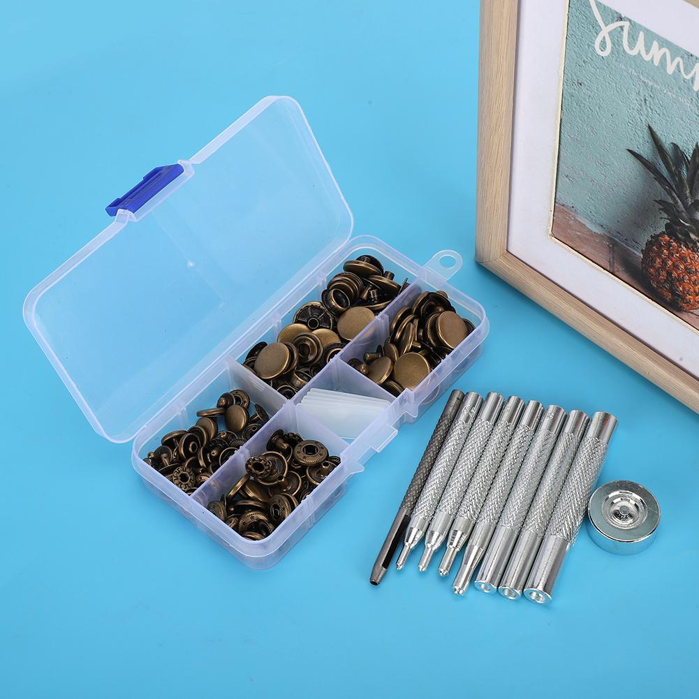 40 Set Snap Button Metal Iron Installation Tool Set Leather Clothing Jeans Accessory Portable