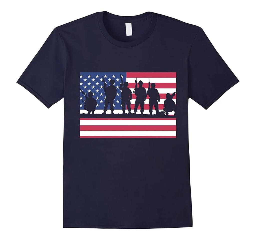 Patriotisches Soldaten-T-Shirt mit amerikanischer Flagge. Sommer Baumwolle Kurzarm O-Ausschnitt Herren T-Shirt Neu S-3XL