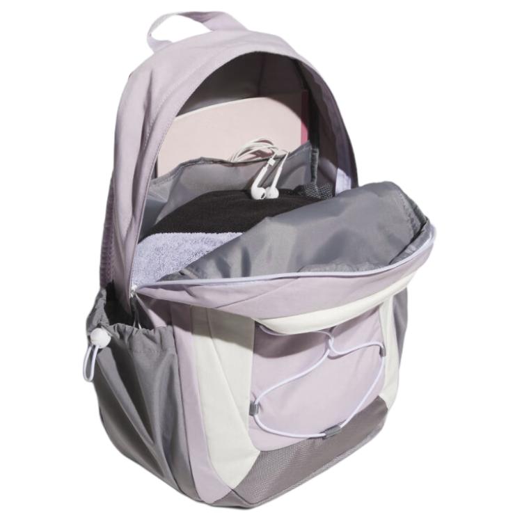 Adidas Practical Versatile Recycled Nylon Backpack Large Size Unisex Backpacks Light-Purple White Light-Gray 2025Q2-KKS85-JX5011