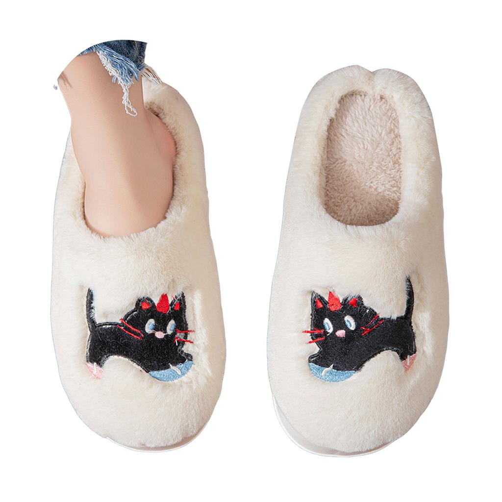 Winter Cartoon Cat Cotton Slippers Comfortable Indoor Home Fashion Thick Soled Non Slip Plush Warm Anime Slippers for Women