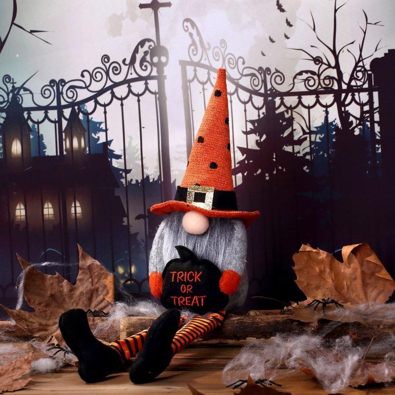 Halloween Long-legged Faceless Doll, Dwarf Pumpkin Hat, Christmas Goblin Figurine Set