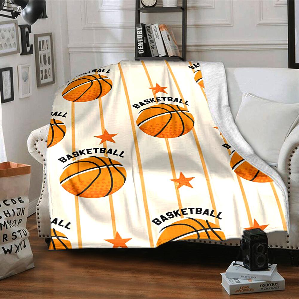basketball Theme Printed Blanket - Perfect for Couch, Bed, Travel & Outdoor Use | Machine Washable, Cozy & Durable.