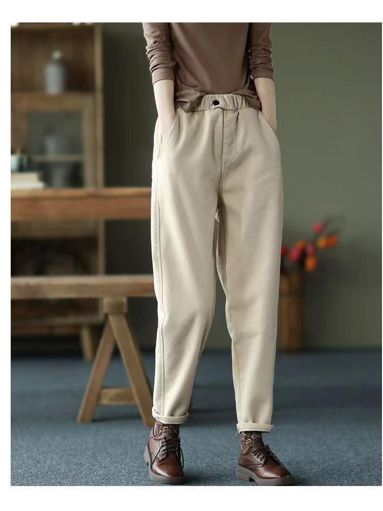 Dames harembroek met verdikte taille, herfst/winterstijl 2026, modieuze elastische taille, lange, comfortabele broek