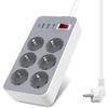 10 In 1 EU Plug Switch Power Strip 1.8 M 4 USB Ports (3 USB A + 1 USB C) And 6 Outlets, Surge Protection Smart Charging Station