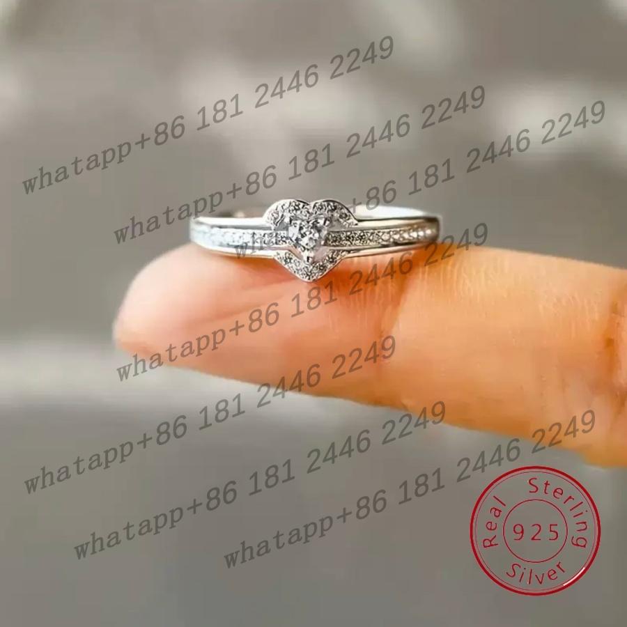 European and American Style S925 Sterling Silver Heart Ring Design with Micro-Pavé Zirconia for Women, Premium Aesthetic