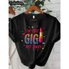 European size , GIGI Text Print Women's T-Shirt Casual Round Neck Spring/ Summer Top Short Sleeve