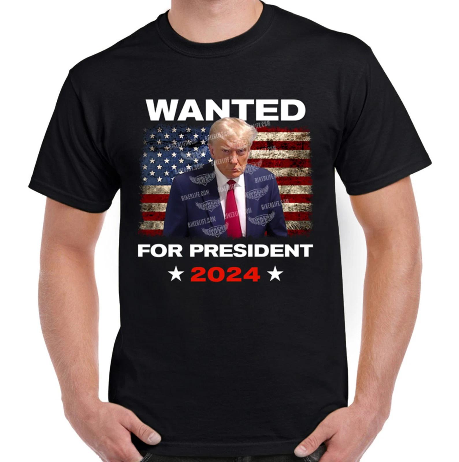 Donald Trump Wanted for President Funny Motorcycle Humor MAGA Biker T-Shirt S
