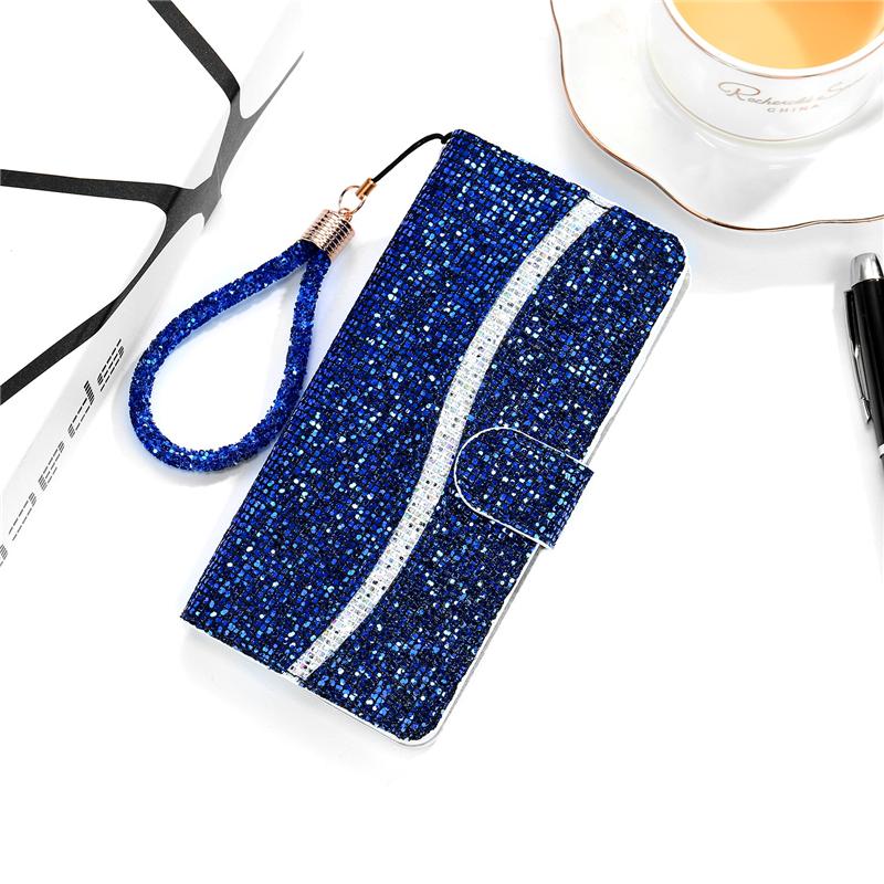 Glitter Leather Case For iPhone 13 11 12 14 15 16 17 Pro XS Max Mini XR X 8 7 Plus SE 2020 2022 SE3 Air 16E 17E Flip Case Cover