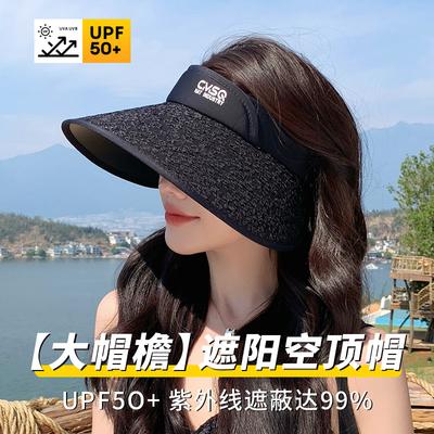 UPF50 + Sunscreen Cap Summer 2025 New UV Protection Face Cover Big Brim Sun Hat Empty Top Sun Hat
