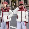 Short hooded color matching winter new down cotton thickened bread fashionable loose cotton coat