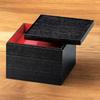 J-kitchens Lacquerware Jubako Box, 3 Tiers, 5.5 Inch, Fine Wood, Black Wood Grain, 16cm, Made In Japan
