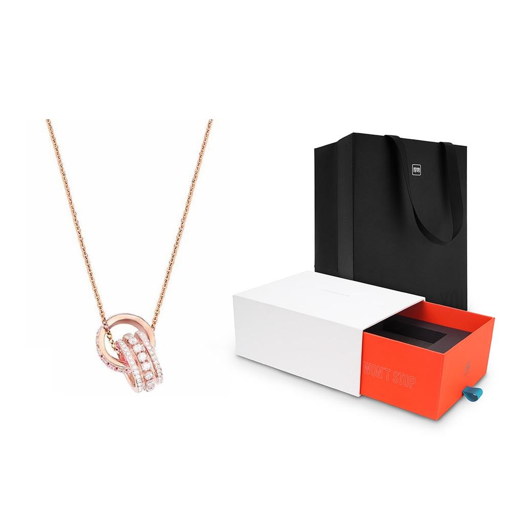 Swarovski Further Double Ring Hollow Gold Plated Necklace Women Necklace Rose-Gold 5419853