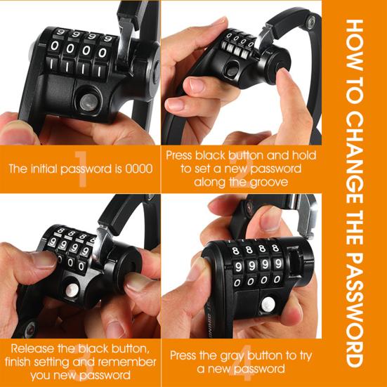 Bike Lock Foldable Password Rust-Proof Anti Theft MTB Road Bicycle Electric Lock for