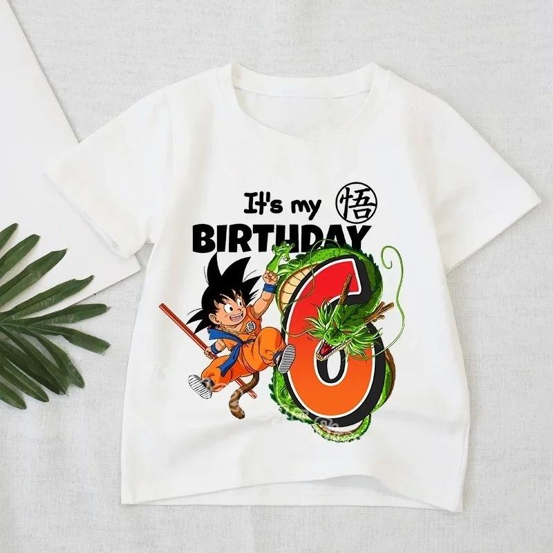 Dragon Ball Tshirt Boys Number Clothes Fashion Goku Anime Figure Print Clothing Tops Kids Summer Breathable Tops Birthday Gift