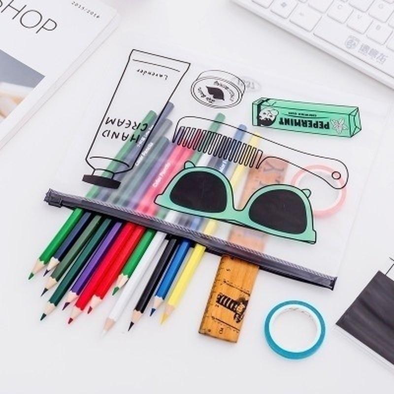 Cute PVC Cactus Pencil Case Cute Transparent Waterproof Pen Pouch Kawaii Stationery Large Capacity Storage Pen Bag