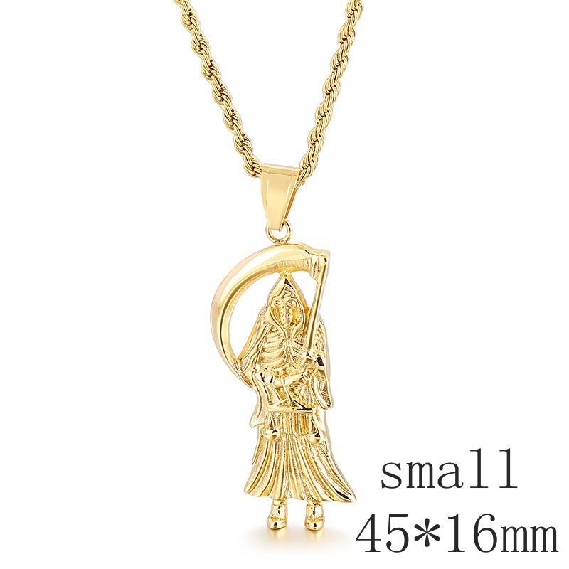 

Luxury Reaper Pendant Stainless Steel Men Cool Boy Necklace Hope Jewelry Rock Metal Style Wholesale 60cm
