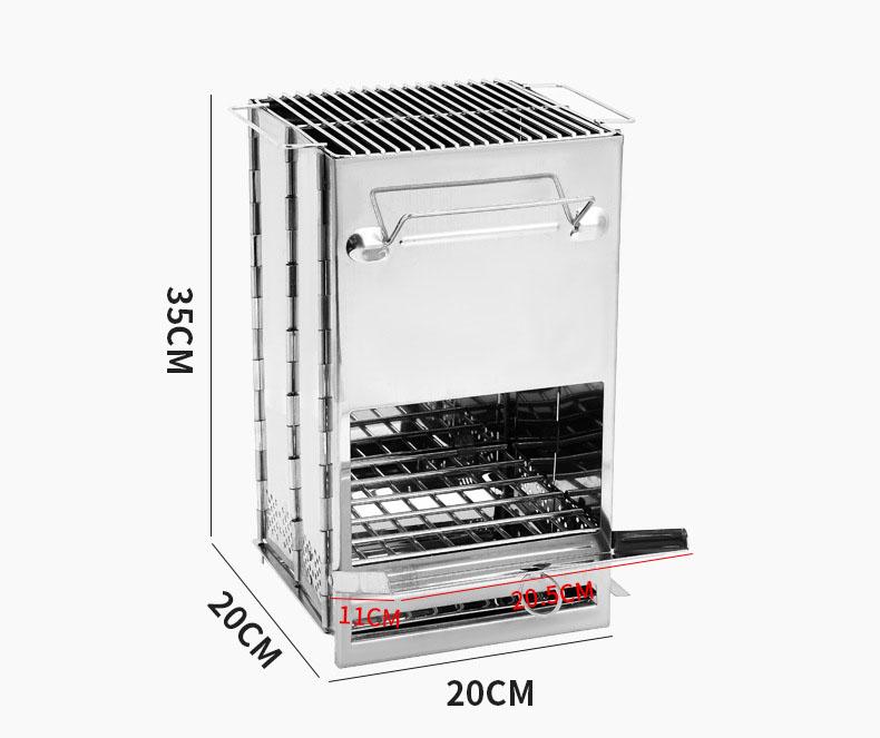 Foldable Camping Wood Burning Stove Stainless Steel Portable Backpacking Stove for Outdoor Cooking Picnic Hiking BBQ - Large