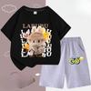 Children's LBB Fashion Casual Short-sleeved Shirt and Shorts Two-piece Set, Summer Loose Sportswear for Boys and Girls