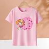 PAW Patrol Çocuk Pembe Kısa Kollu Tişört Kızlar Skye Polyester Üstler Çizgi Film 26 Harf Baskılı Sweatshirt Çocuk Doğum Günü Hediyeleri