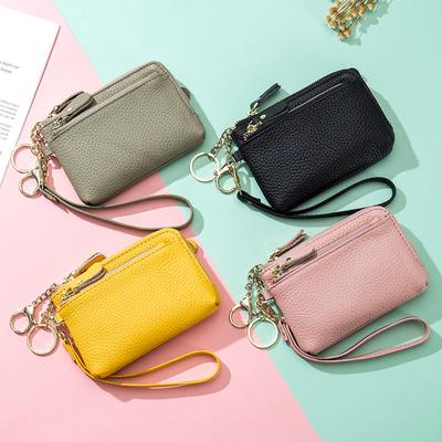 Portefeuille en cuir véritable pour femme, porte-monnaie à fermeture éclair, sacs à main de luxe pour dames, sac d'argent pour pièces de monnaie en cuir
