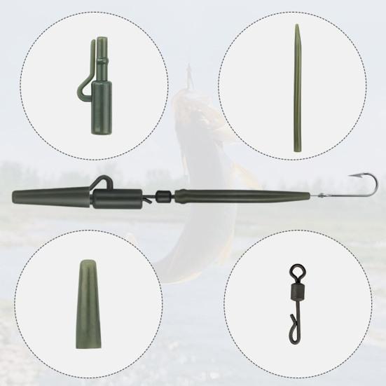 40Pcs/Set Carp Fishing Accessories Set with Storage Box Portable Metal Swivels Soft Tubes Sleeves Carp Fishing Gear Equipment Kit