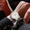 Fashion Men'S Watch Black Gold Steel Strap Casual Sports Luminous Waterproof Three-Eye Six-Needle Watch