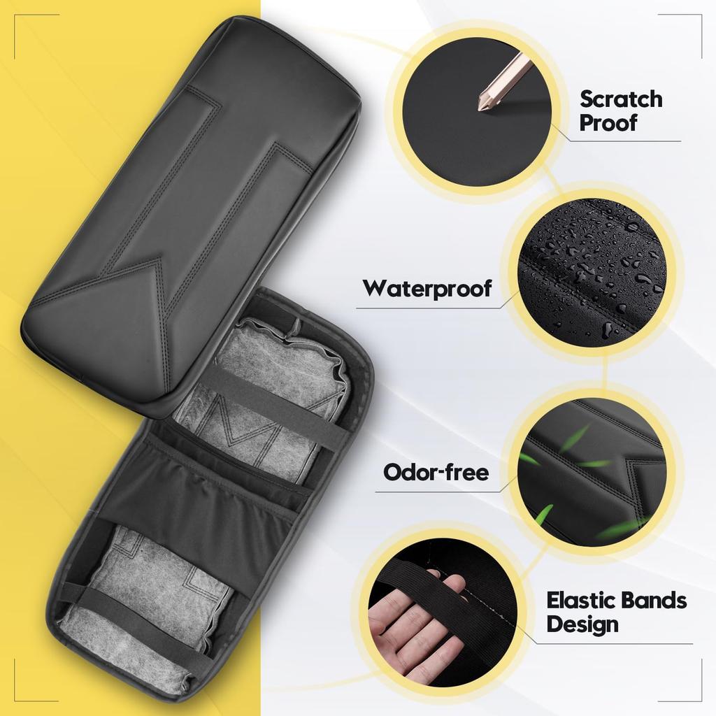 FIILINES Center Console Cover For Chevrolet Chevy Colorado/GMC Canyon 2015-, With Hidden PocketsArmrest Cover Pad Cushion Protector Colorado/Canyon