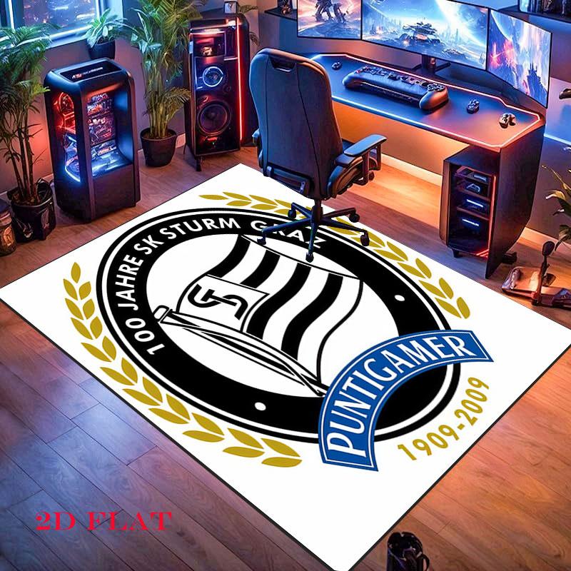 Tappeto SK Sturm Graz per Soggiorno Camera da Letto Decorazione Divano Casa, Tappetino Antiscivolo per Giochi Bambini