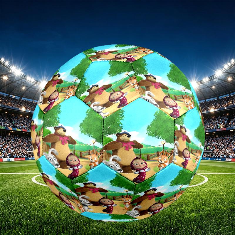 Pallone da Calcio Masha e Orso Stampa Taglia 5, Pallone da Calcio in PU Resistente all'Usura per Partite, Allenamenti e Pratica Quotidiana, Regalo di Compleanno per Appassionati di Calcio