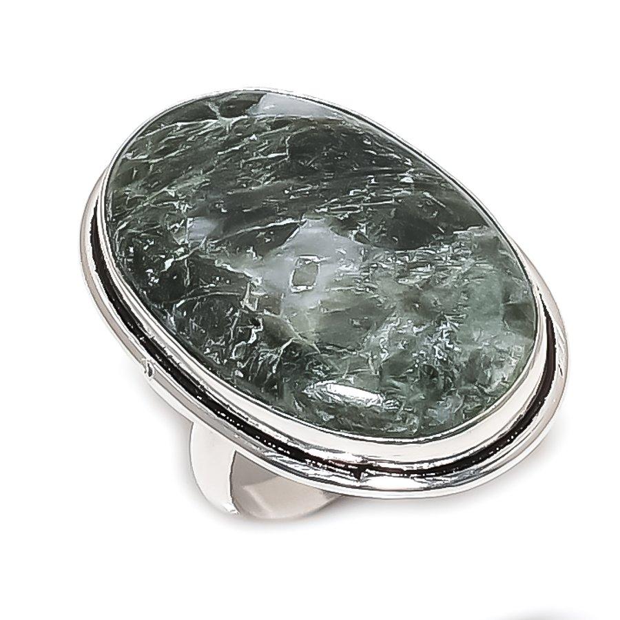 

Серафинит Драгоценный камень Ручная работа 925 Стерлинговое серебро Ювелирное изделие Кольцо Размер 7 a4E13