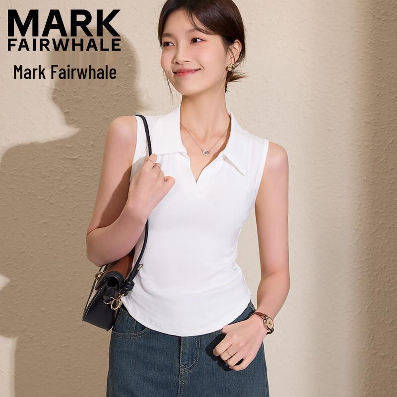 Mark Fairwhale Women s Sleeveless Ribbed Polo T-Shirt M грязно-белый
