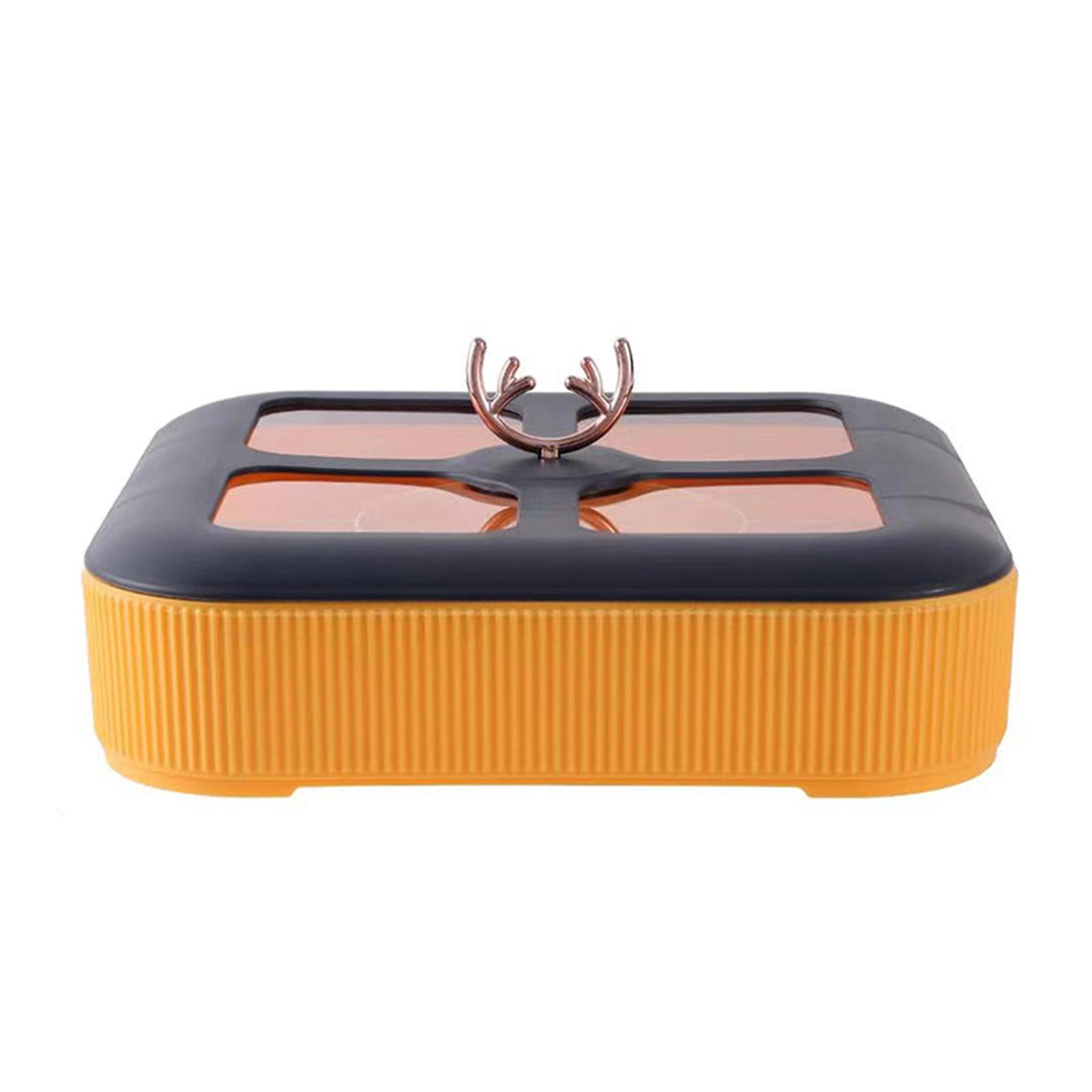 Snack Serving Tray Multi-Compartment Food Fruit Storage Box With Lid жёлтый